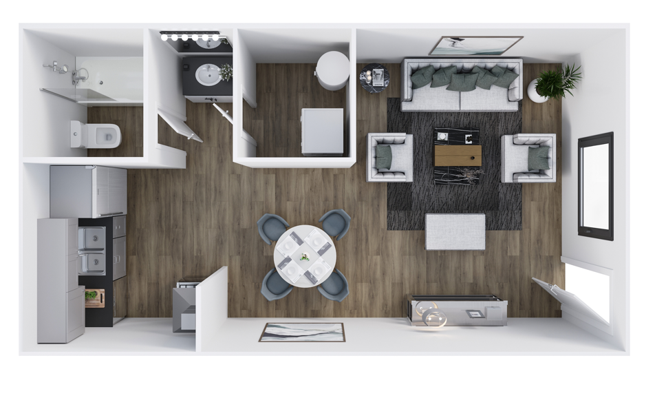 Floor plan for studio, 1 bath, 450 sqft